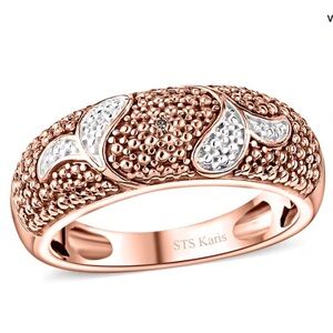 Natural Champagne Diamond Accent Band Ring in 18K Rose Gold Plated